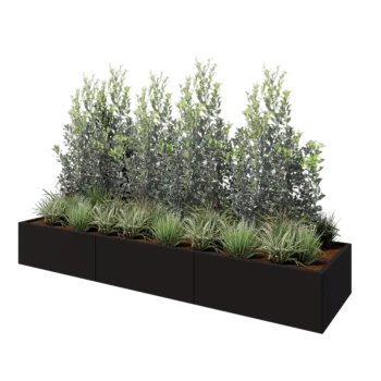 Terasest lillekast XXL - Ristkülik - 300 x 80 x 40 cm - RAL9005 matt (must) - Põhjalauaga