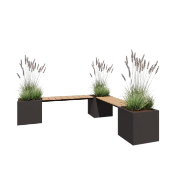 Terasest lillekast - Ruut - Nurgakomplekt - 221,2 x 221,2 x 50 cm - RAL7016 matt (antratsiithall) - Ilma põhjalauata - Pingikesega