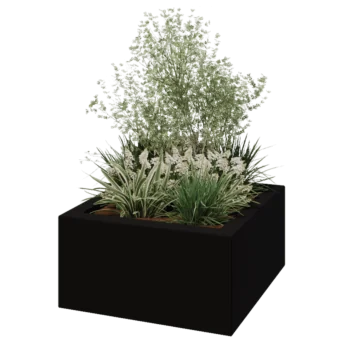 klaaskiudne lillekast - Ruut - 80 x 80 x 40 cm - RAL9005 matt (must) - Põhjaga