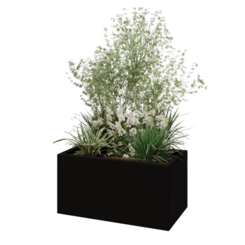 klaaskiudne lillekast - Ristkülikukujuline - 80 x 40 x 40 cm - RAL9005 matt (must) - Põhjaga