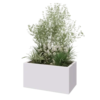 klaaskiudne lillekast - Ristkülikukujuline - 80 x 40 x 40 cm - RAL9010 matt (valge) - Põhjaga