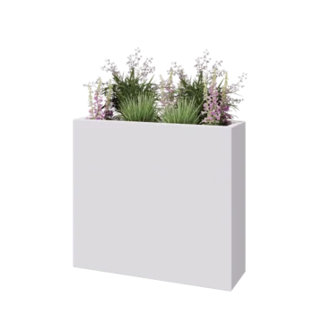 klaaskiudne lillekast - Ristkülikukujuline - 90 x 25 x 80 cm - RAL9010 matt (valge) - Põhjaga