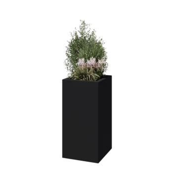 klaaskiudne lillekast - Ruut - 40 x 40 x 80 cm - RAL7021 matt (must hall) - Põhjaga