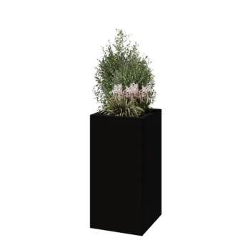 klaaskiudne lillekast - Ruut - 40 x 40 x 80 cm - RAL9005 matt (must) - Põhjaga