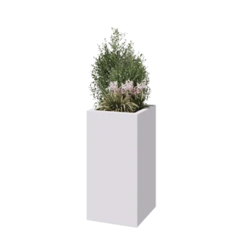 klaaskiudne lillekast - Ruut - 40 x 40 x 80 cm - RAL9010 matt (valge) - Põhjaga