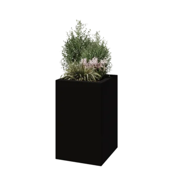 klaaskiudne lillekast - Ruut - 50 x 50 x 80 cm - RAL9005 matt (must) - Põhjaga