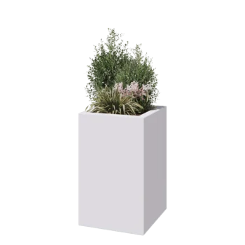 klaaskiudne lillekast - Ruut - 50 x 50 x 80 cm - RAL9010 matt (valge) - Põhjaga