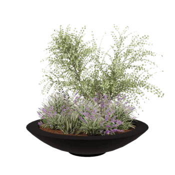klaaskiudne lillekast - Kauss - Ø 153 x 34 cm - RAL9005 matt (must) - Põhjaga