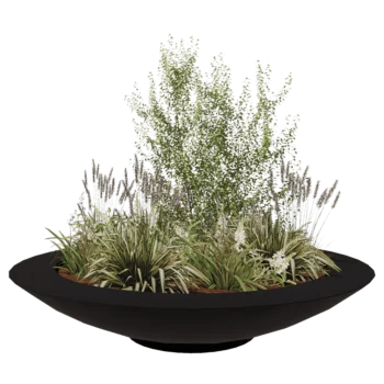 klaaskiudne lillekast - Kauss - Ø 200 x 40 cm - RAL9005 matt (must) - Põhjaga