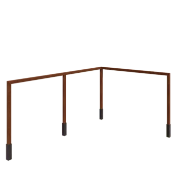 Corten terasest pergola - Nurk - 600 x 412 x 242 cm - Betoonvundamendiga